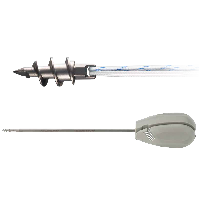 super revo ft and threvo ft suture anchors laying parallel to each other