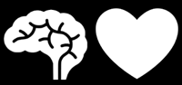 Gehirn und Herz-Symbole